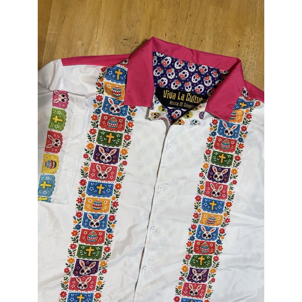 House Of Chingasos Shirt Mens 2XL Viva La Cultura Easter Sugar Skull Bunny Pink